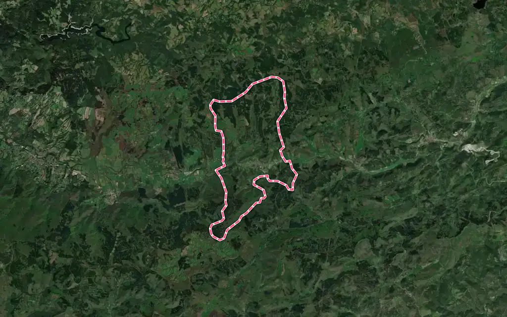 Vue satellite de Labastide-Rouairoux avec ses contours administratifs
