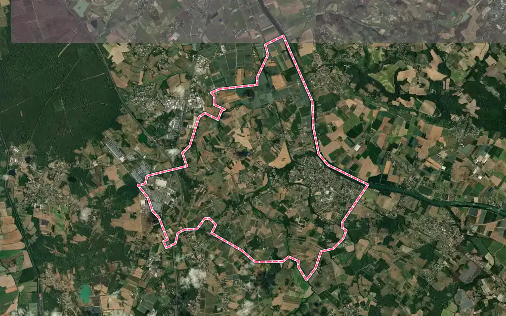 Vue satellite de Labastide-Saint-Pierre avec ses contours administratifs