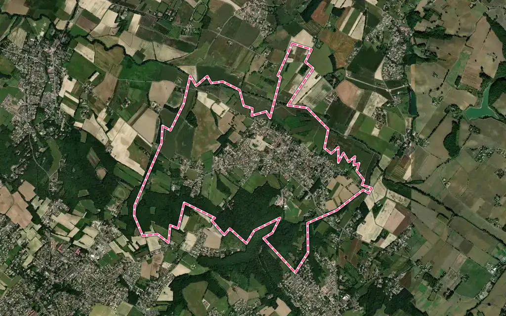 Vue satellite de Labastide-Saint-Sernin avec ses contours administratifs