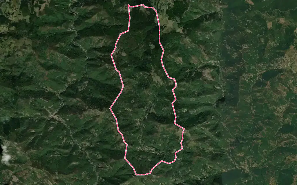 Vue satellite de Labastide-sur-Bésorgues avec ses contours administratifs