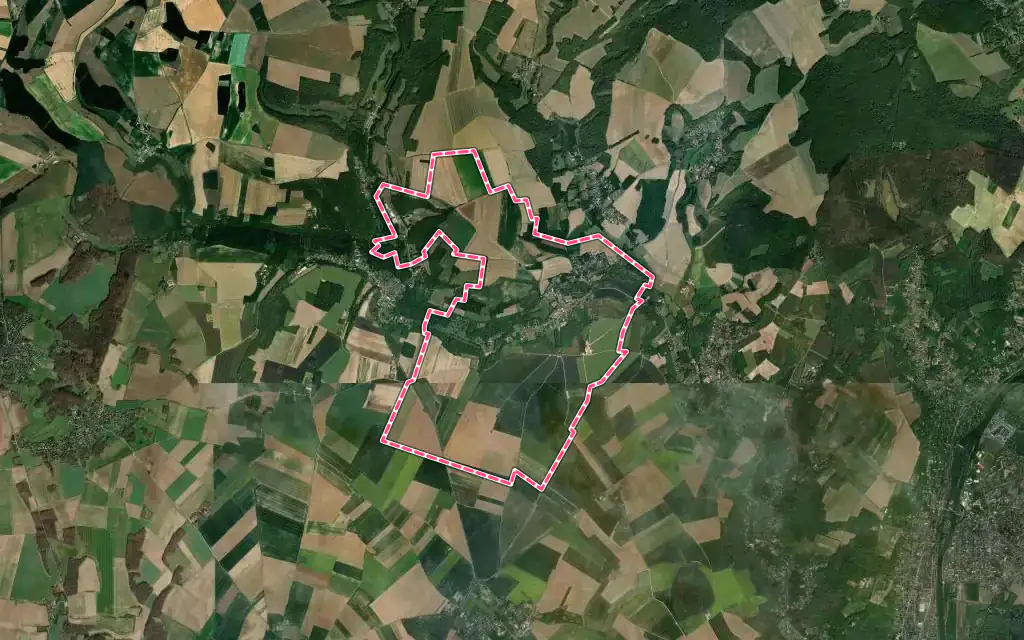 Vue satellite de Labbeville avec ses contours administratifs