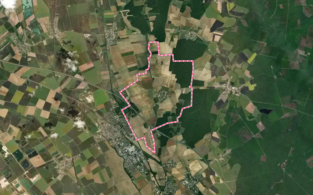 Vue satellite de Labergement-Foigney avec ses contours administratifs