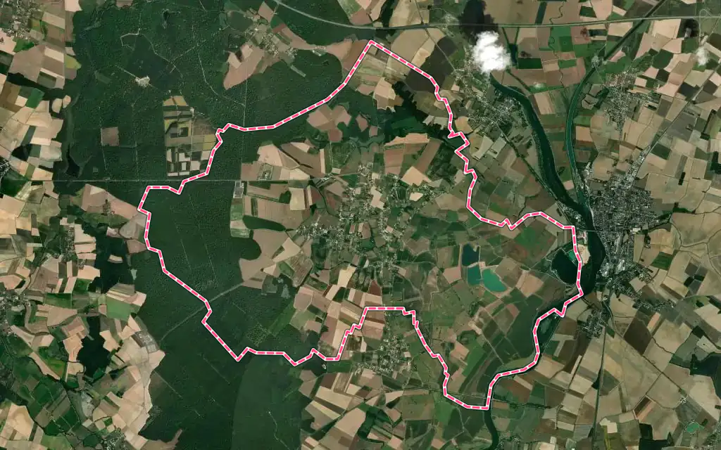 Vue satellite de Labergement-lès-Seurre avec ses contours administratifs
