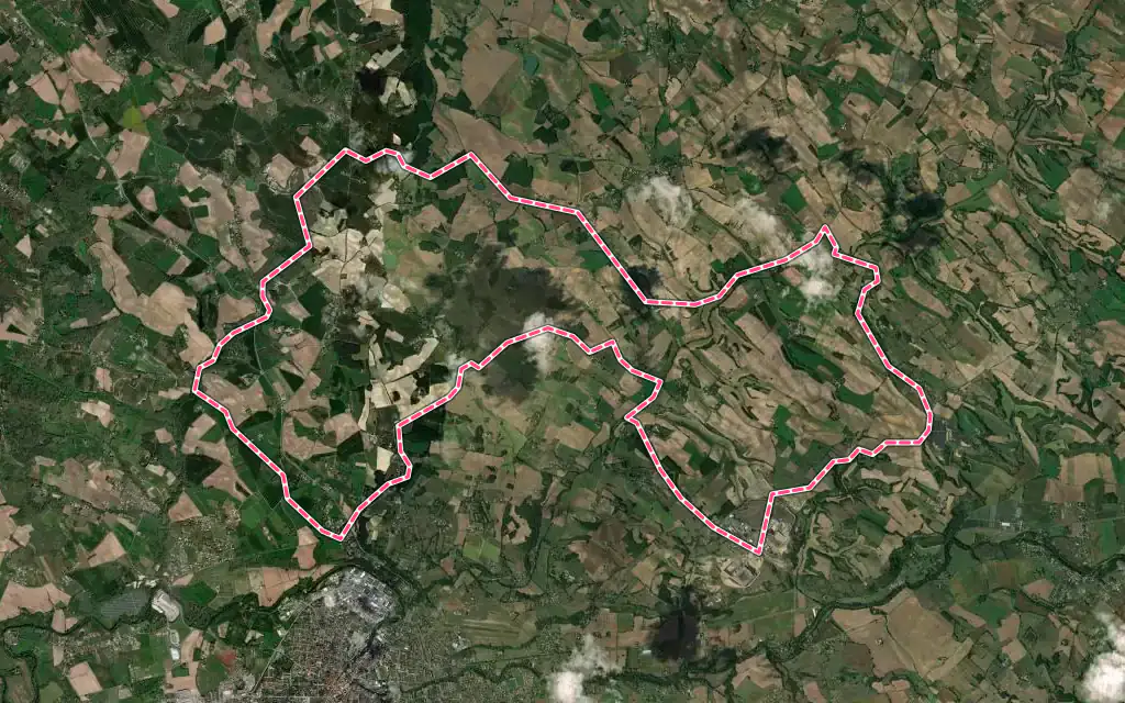 Vue satellite de Labessière-Candeil avec ses contours administratifs