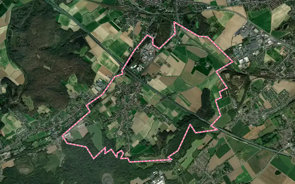 Vue satellite de Labeuvrière avec ses contours administratifs