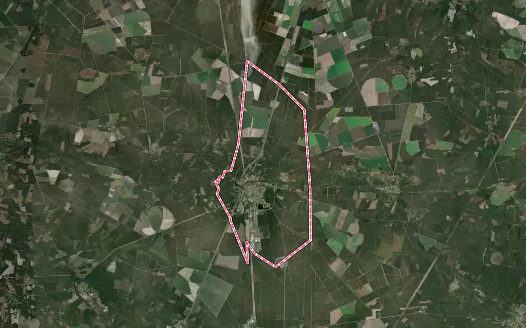 Vue satellite de Labouheyre avec ses contours administratifs