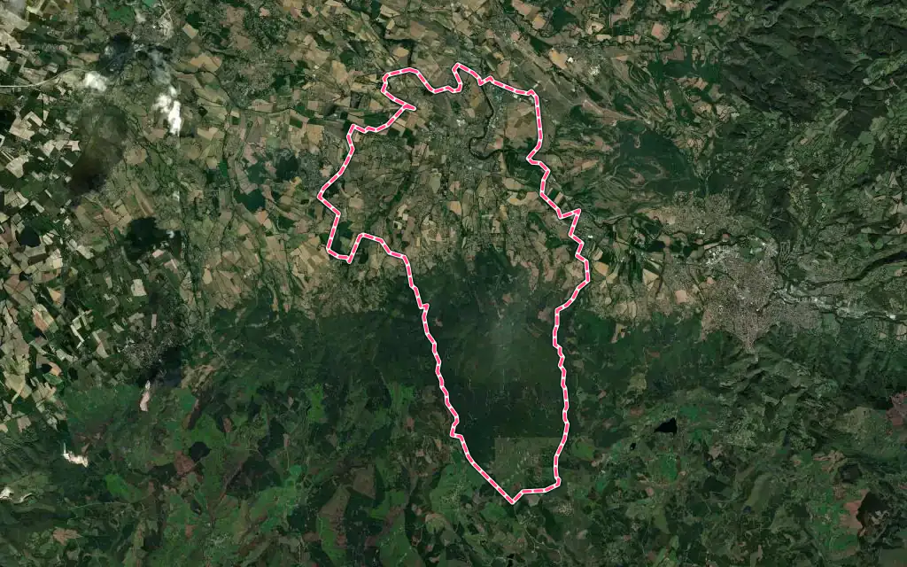 Vue satellite de Labruguière avec ses contours administratifs