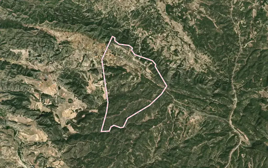 Vista satélite de La Cañada de Verich / la Canyada de Beric con su contorno administrativo