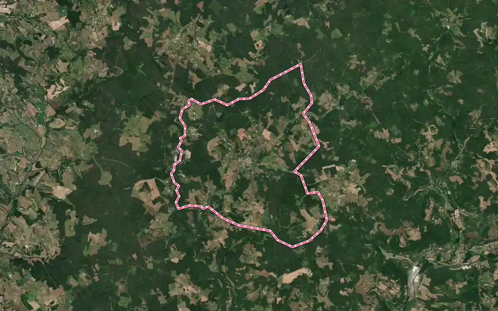 Vue satellite de Lacapelle-Biron avec ses contours administratifs