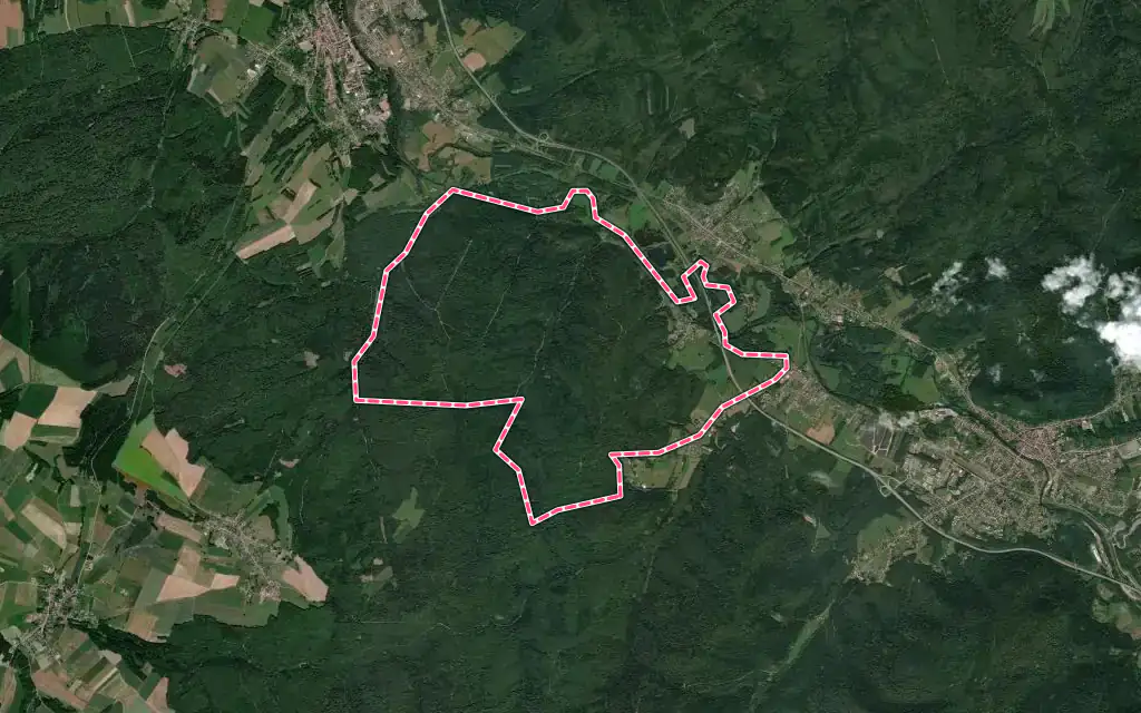 Vue satellite de Lachapelle avec ses contours administratifs