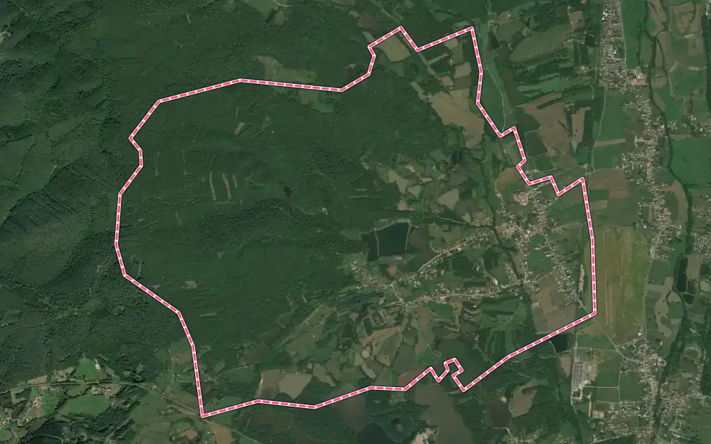 Vue satellite de Lachapelle-sous-Chaux avec ses contours administratifs
