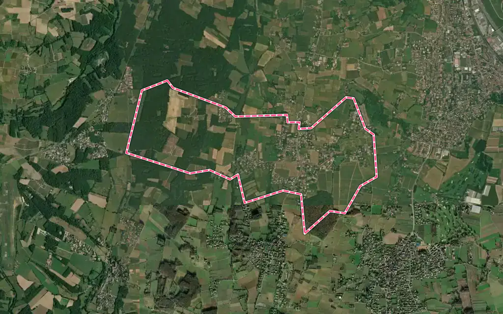 Vue satellite de Lachassagne avec ses contours administratifs