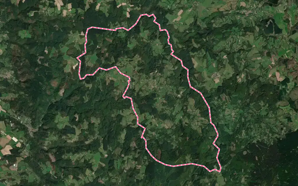 Vue satellite de Lachaux avec ses contours administratifs