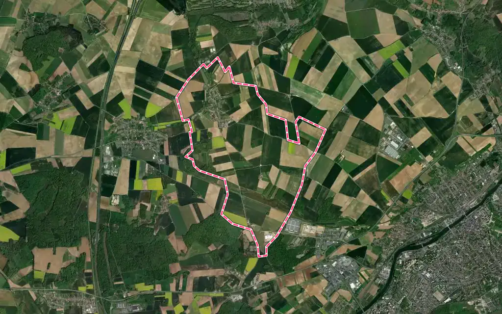 Vue satellite de Lachelle avec ses contours administratifs
