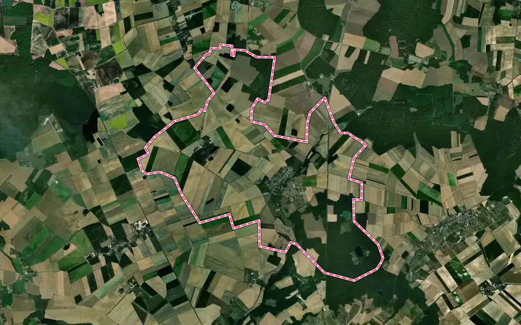 Vue satellite de Lachy avec ses contours administratifs