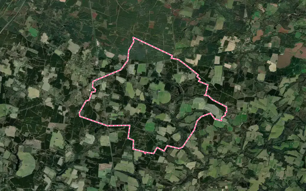 Vue satellite de Lacquy avec ses contours administratifs