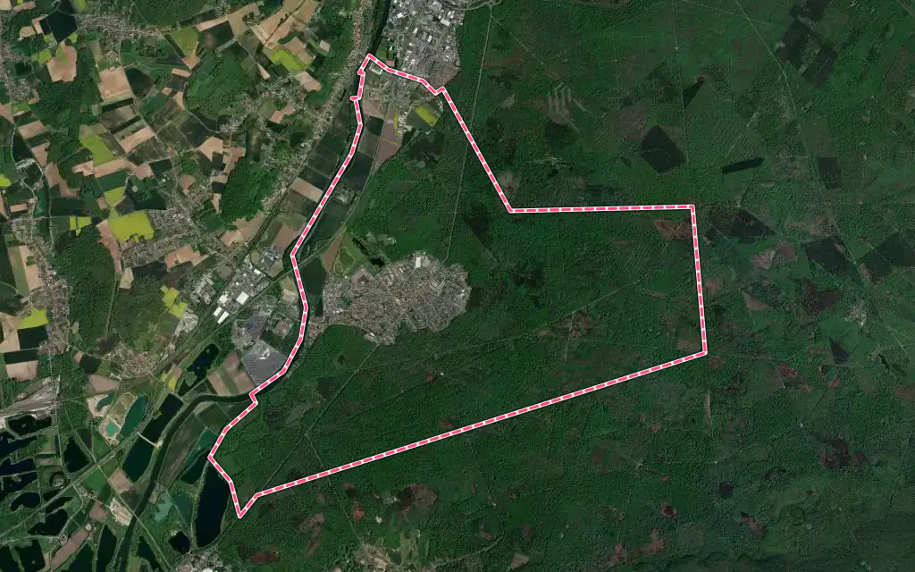 Vue satellite de Lacroix-Saint-Ouen avec ses contours administratifs