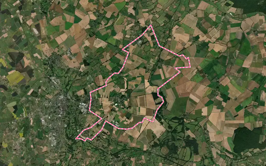 Vue satellite de Lacs avec ses contours administratifs