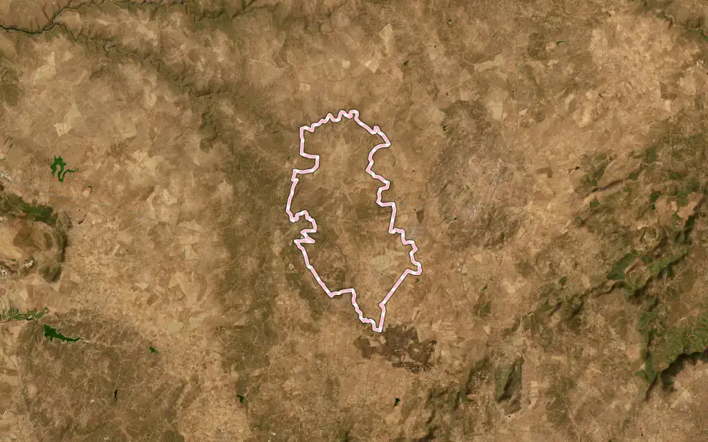 Vista satélite de La Cumbre con su contorno administrativo
