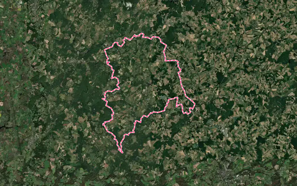 Vue satellite de Ladignac-le-Long avec ses contours administratifs