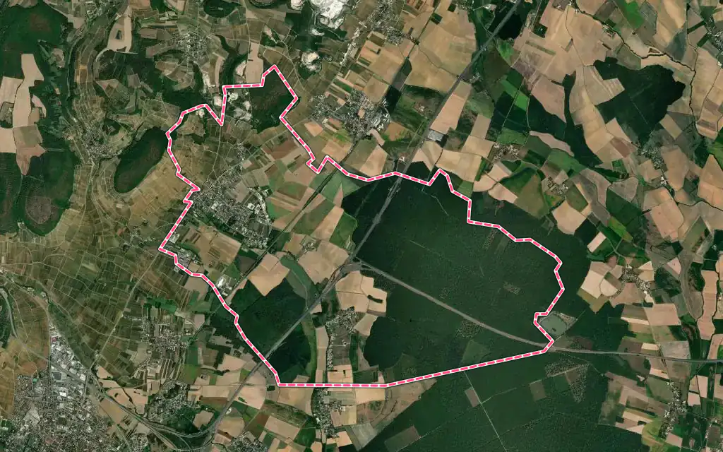 Vue satellite de Ladoix-Serrigny avec ses contours administratifs