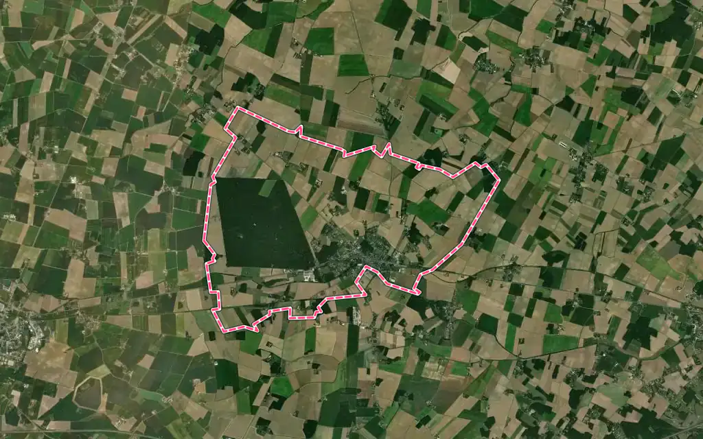 Vue satellite de Ladon avec ses contours administratifs