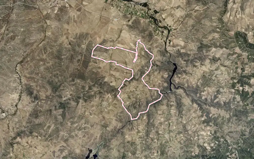 Vista satélite de La Encina con su contorno administrativo