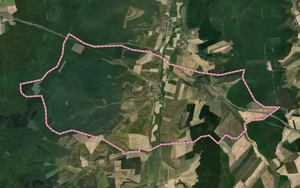 Vue satellite de Laferté-sur-Aube avec ses contours administratifs