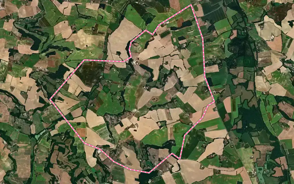Vue satellite de Lagarde avec ses contours administratifs
