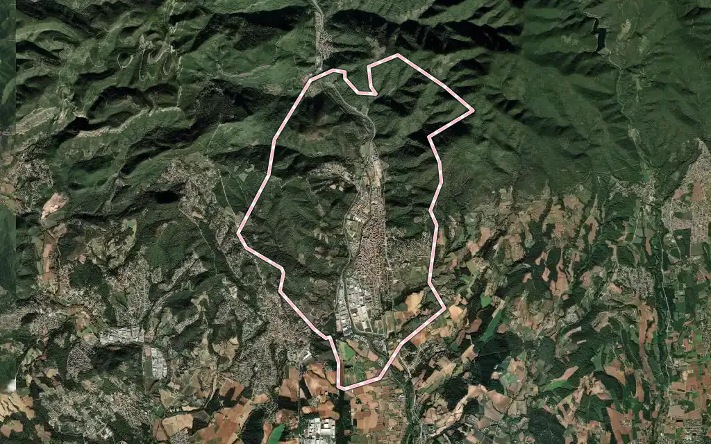 Vista satélite de la Garriga con su contorno administrativo