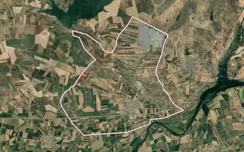 Vista satélite de La Garrovilla con su contorno administrativo