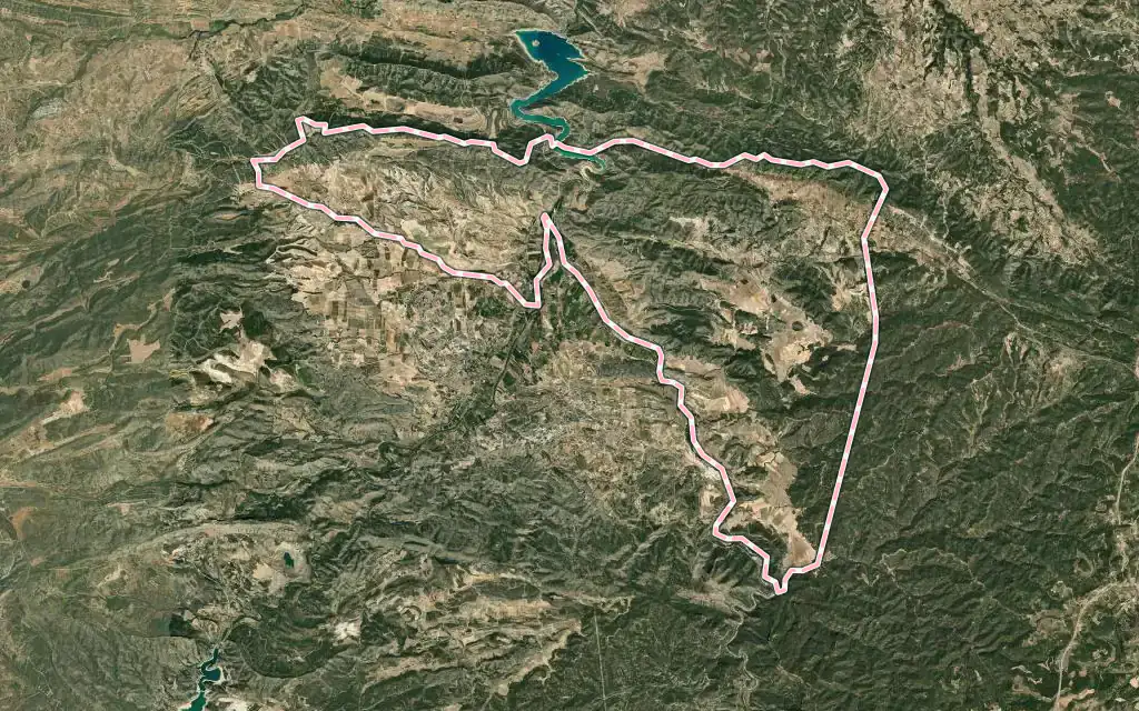 Vista satélite de La Ginebrosa / la Ginebrosa con su contorno administrativo