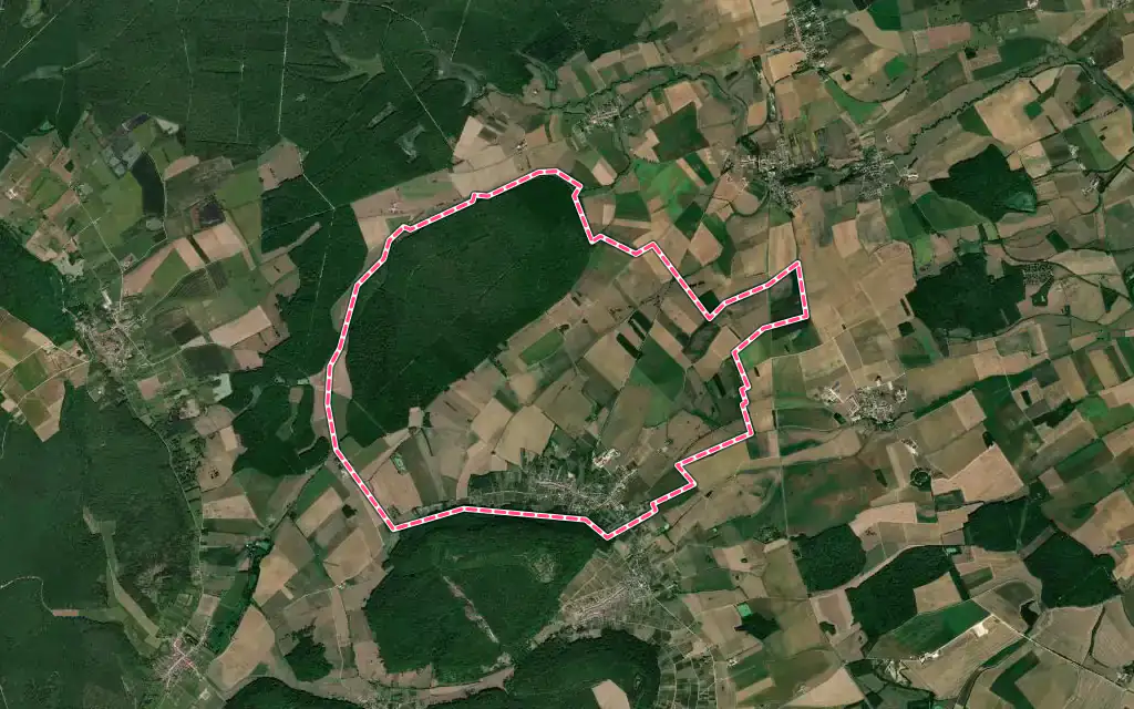 Vue satellite de Lagney avec ses contours administratifs