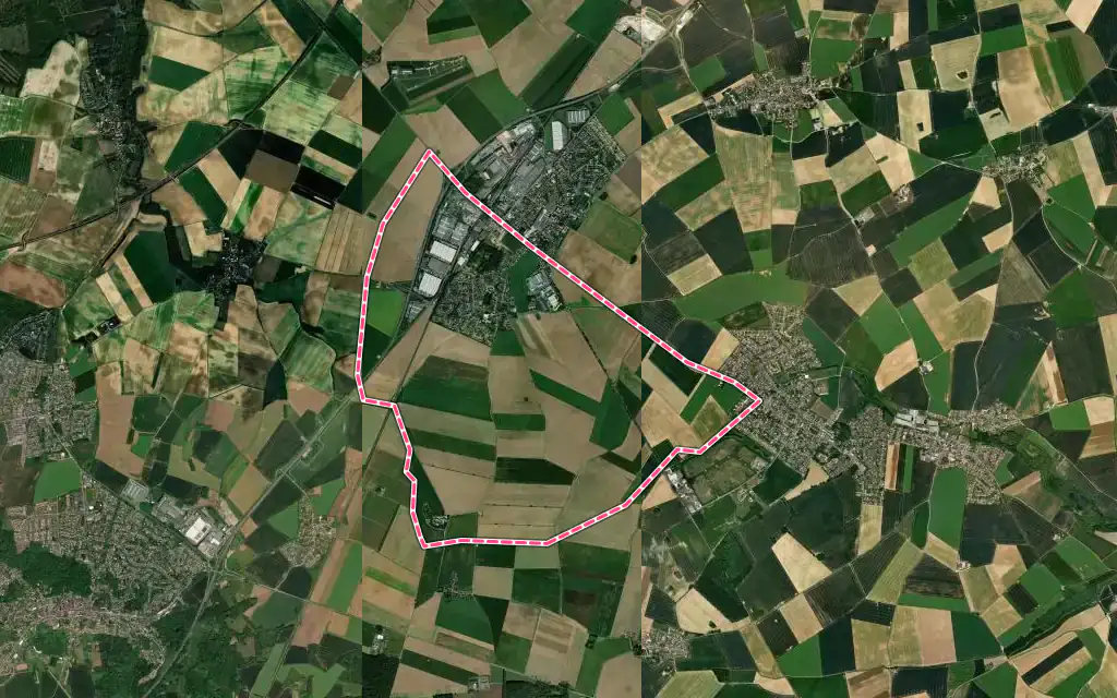 Vue satellite de Lagny-le-Sec avec ses contours administratifs