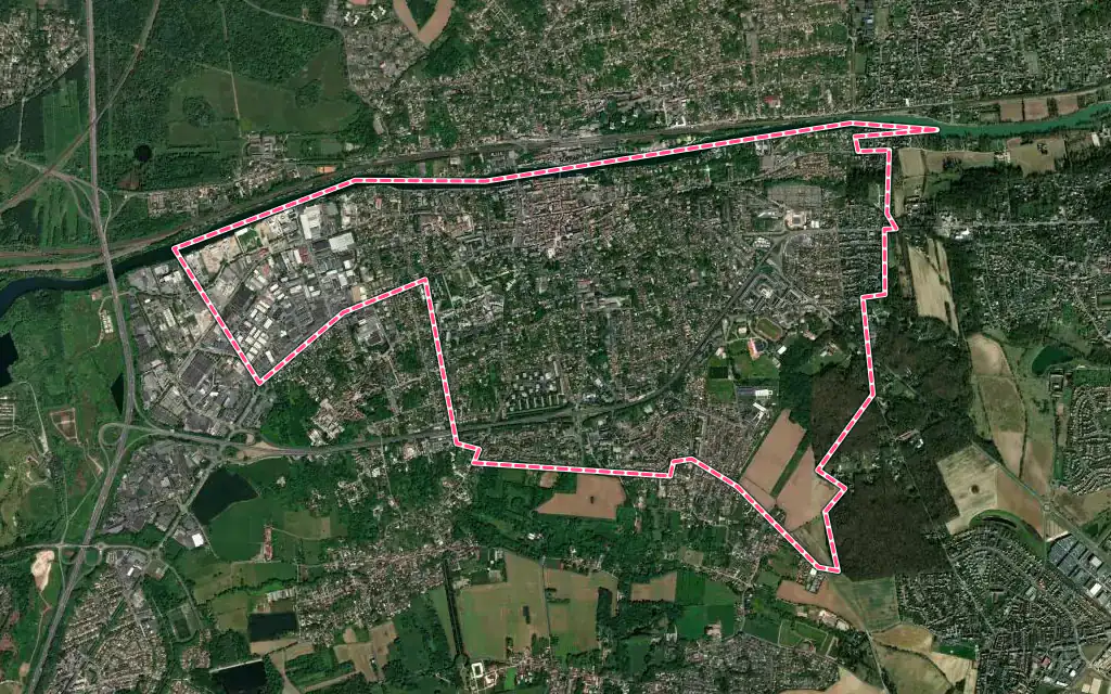 Vue satellite de Lagny-sur-Marne avec ses contours administratifs