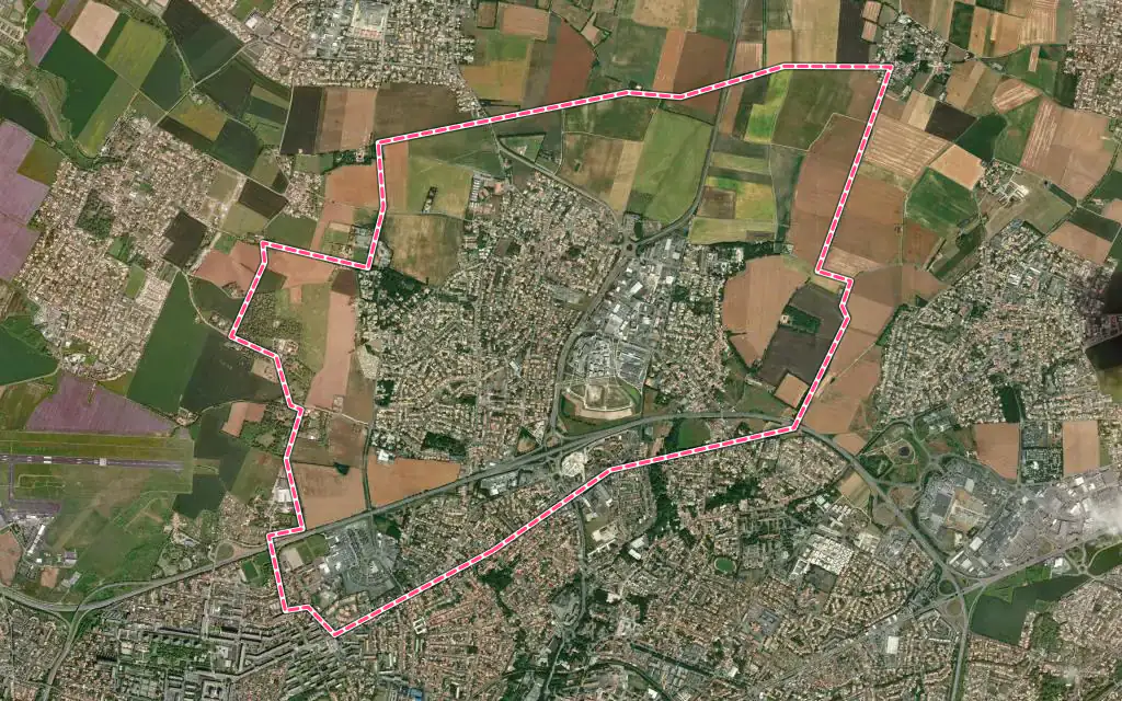 Vue satellite de Lagord avec ses contours administratifs
