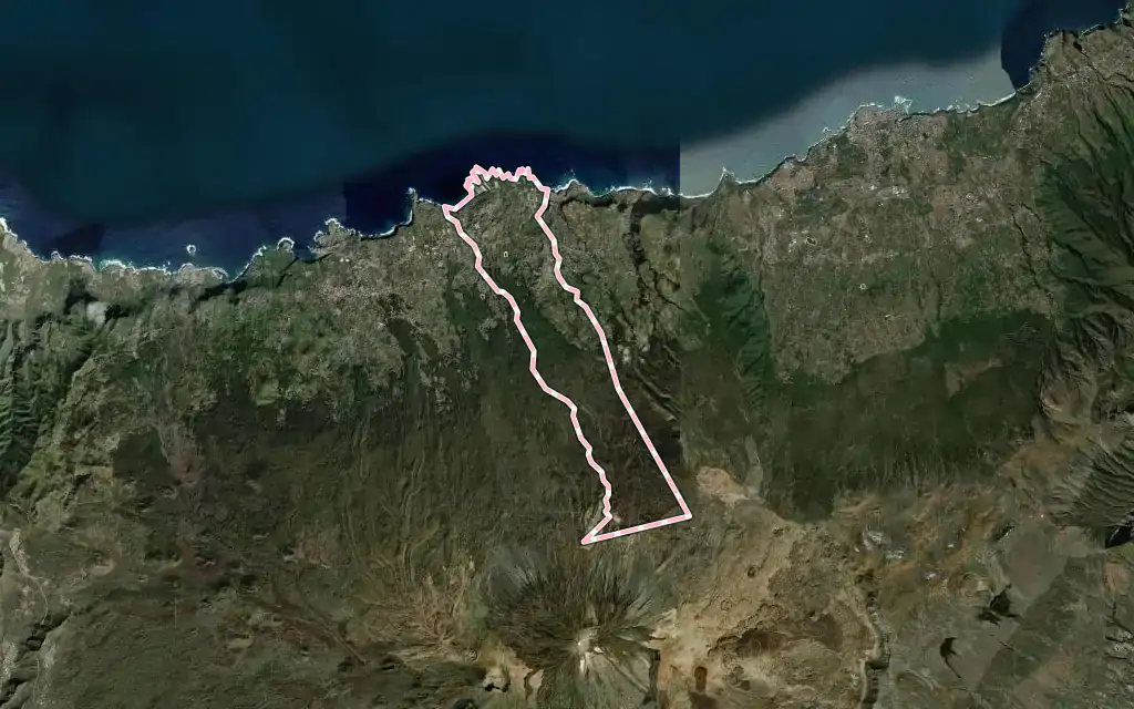 Vista satélite de La Guancha con su contorno administrativo