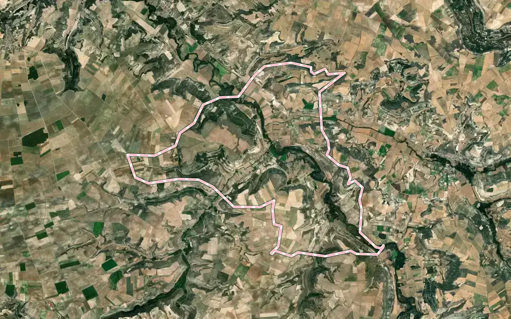 Vista satélite de Laguna de Contreras con su contorno administrativo