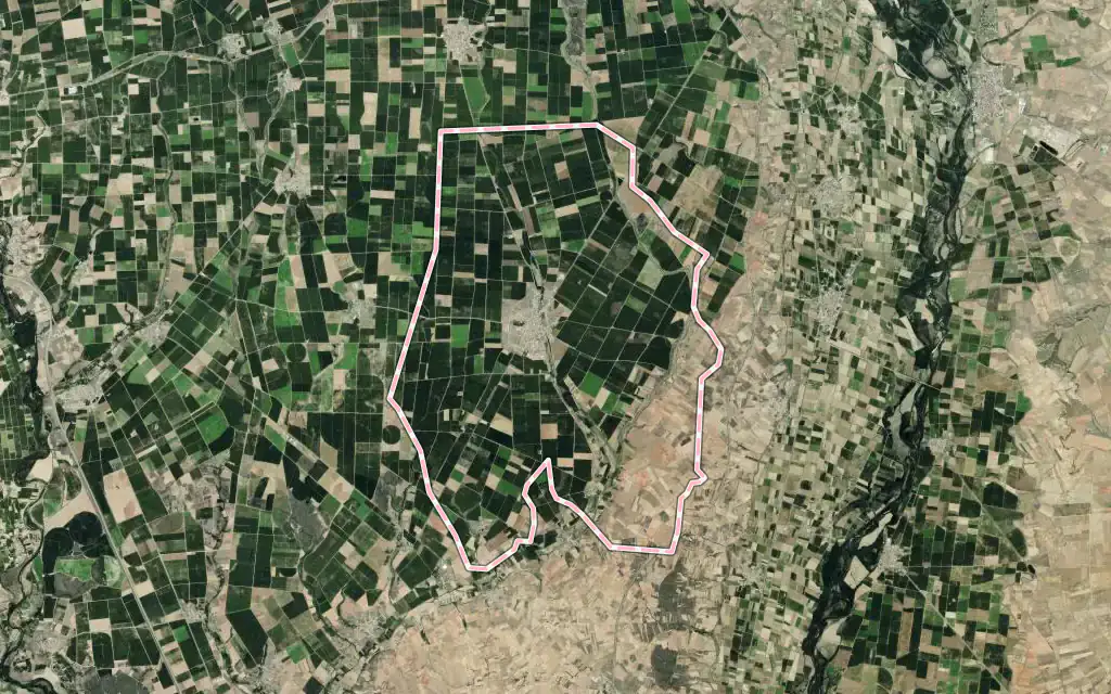 Vista satélite de Laguna de Negrillos con su contorno administrativo