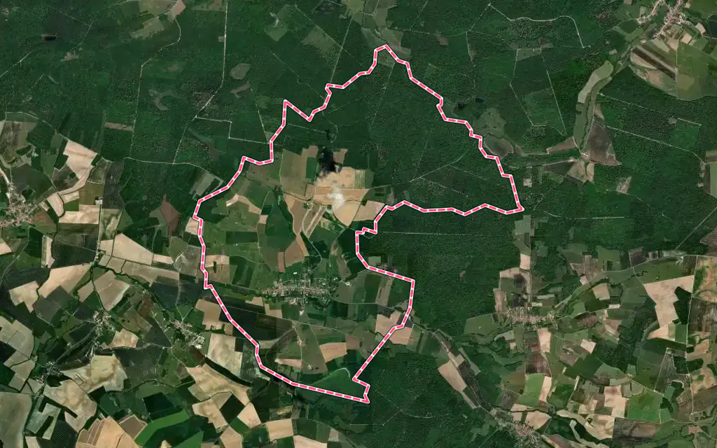 Vue satellite de Laheycourt avec ses contours administratifs