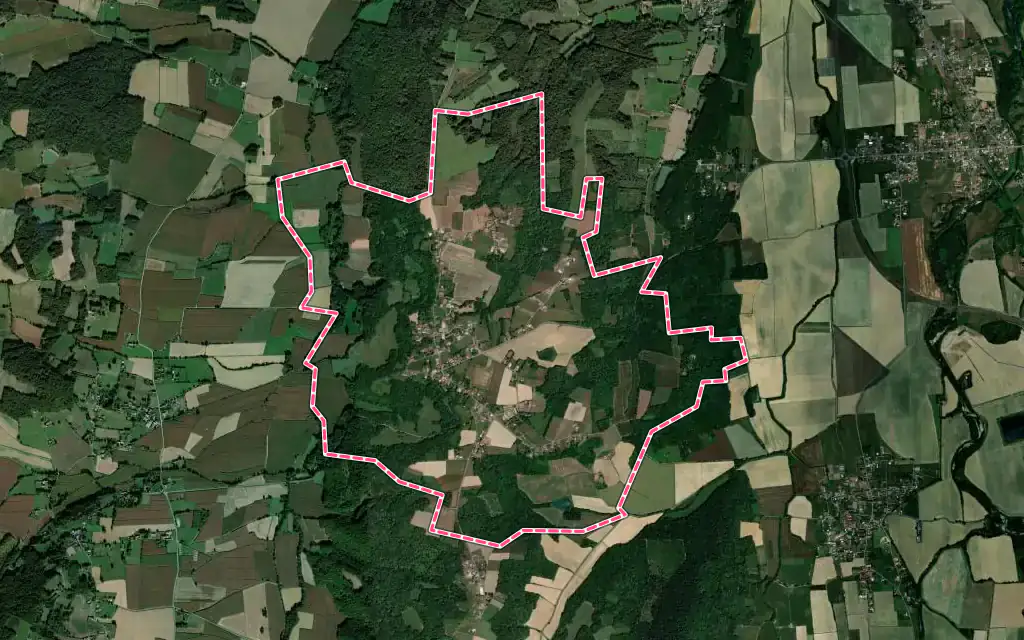 Vue satellite de Lahitte-Toupière avec ses contours administratifs