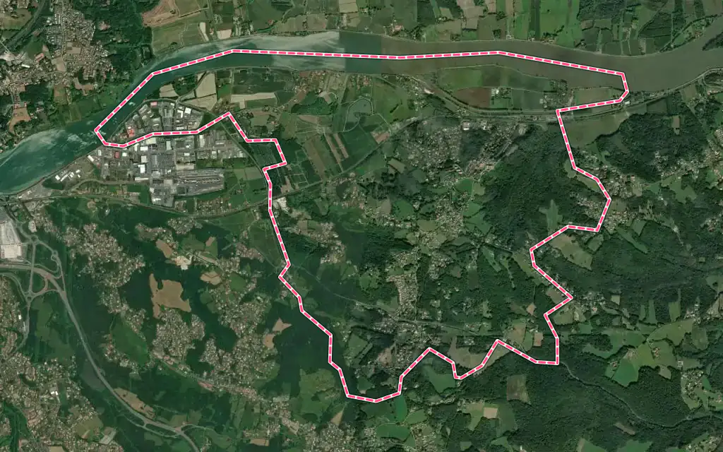 Vue satellite de Lahonce avec ses contours administratifs