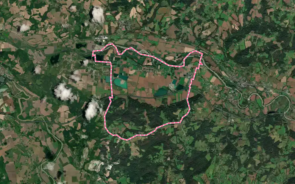 Vue satellite de Lahontan avec ses contours administratifs