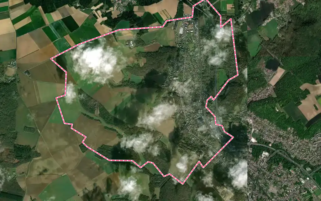 Vue satellite de Laigneville avec ses contours administratifs