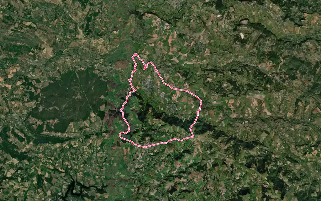 Vue satellite de Laissac-Sévérac l'Église avec ses contours administratifs