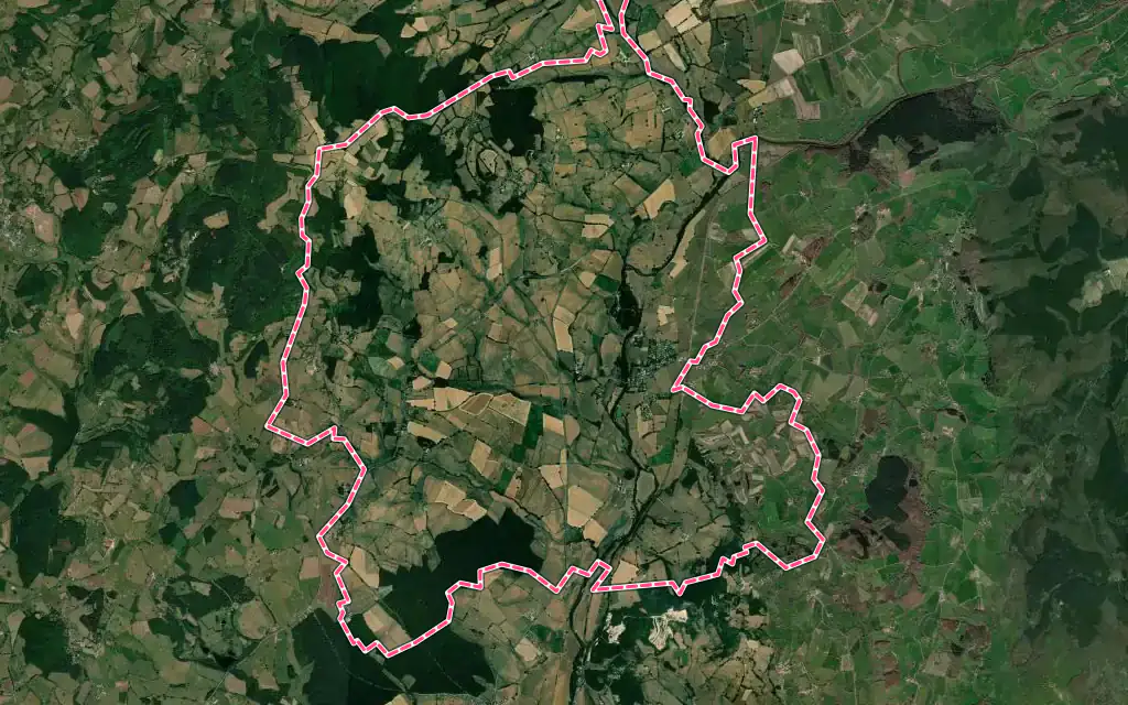 Vue satellite de Laizy avec ses contours administratifs