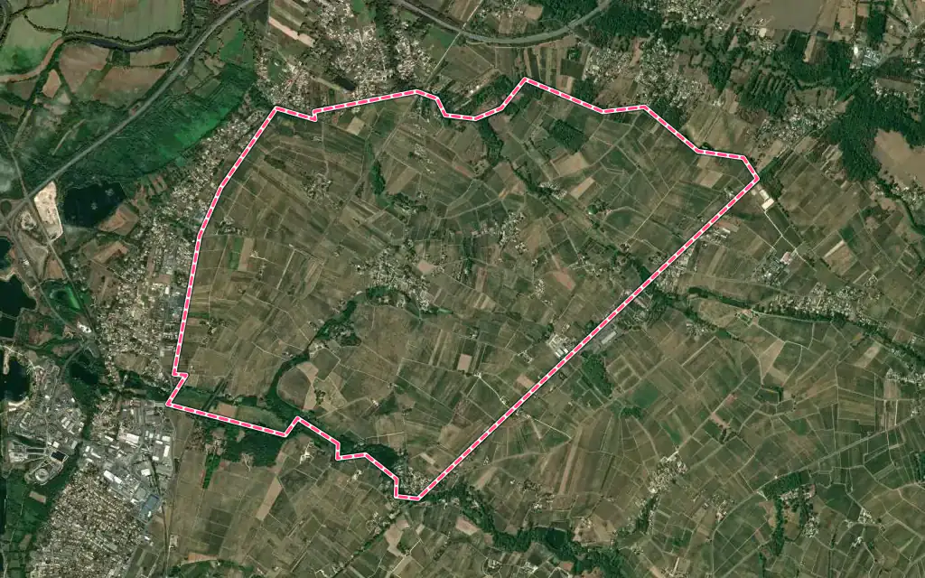 Vue satellite de Lalande-de-Pomerol avec ses contours administratifs