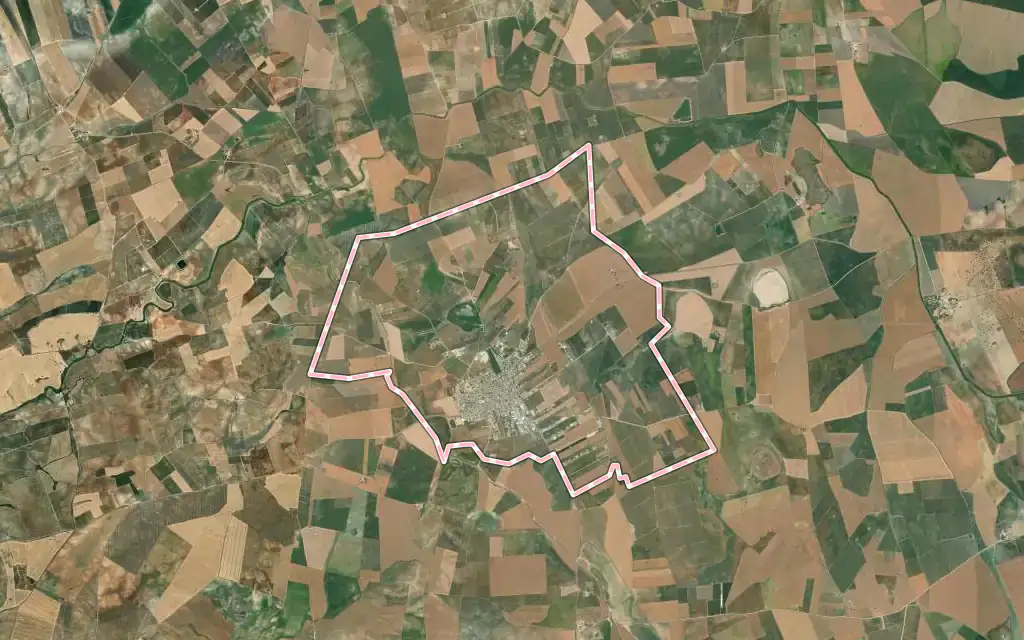 Vista satélite de La Lantejuela con su contorno administrativo