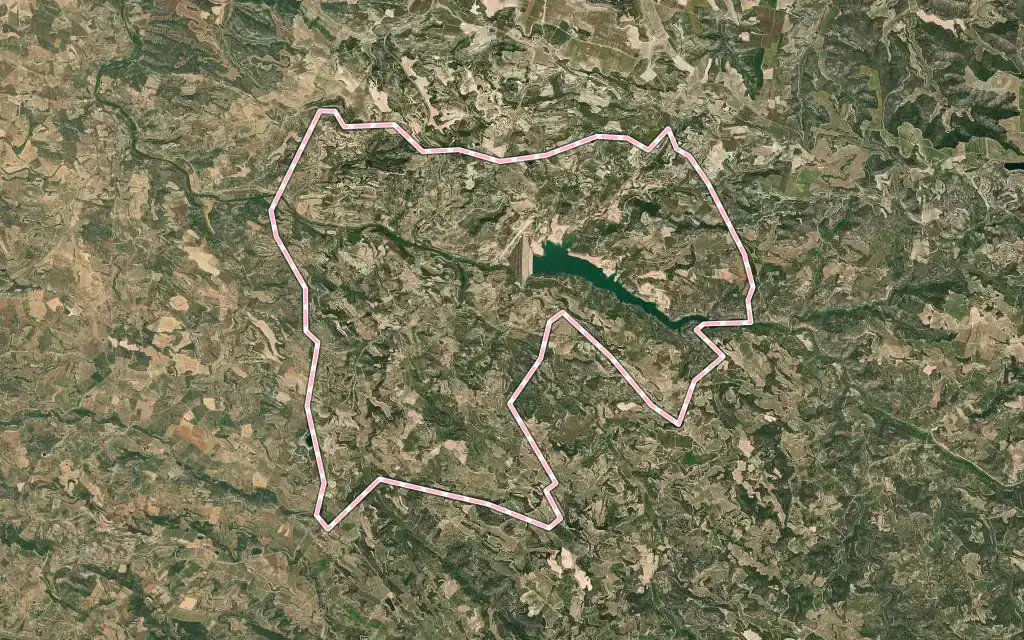 Vista satélite de l'Albagés con su contorno administrativo