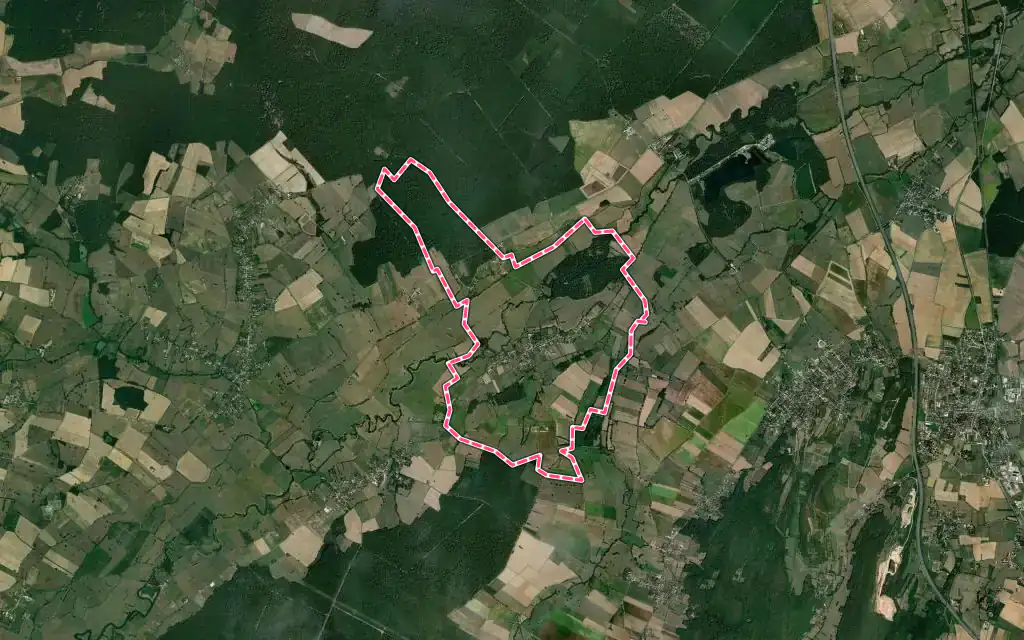 Vue satellite de Lalheue avec ses contours administratifs